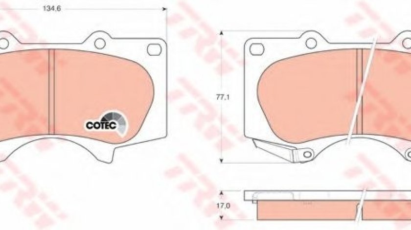 Set placute frana,frana disc TOYOTA HILUX autoturism de teren, inchis (RZN1_, LN1_) (1995 - 2005) TRW GDB3364 piesa NOUA