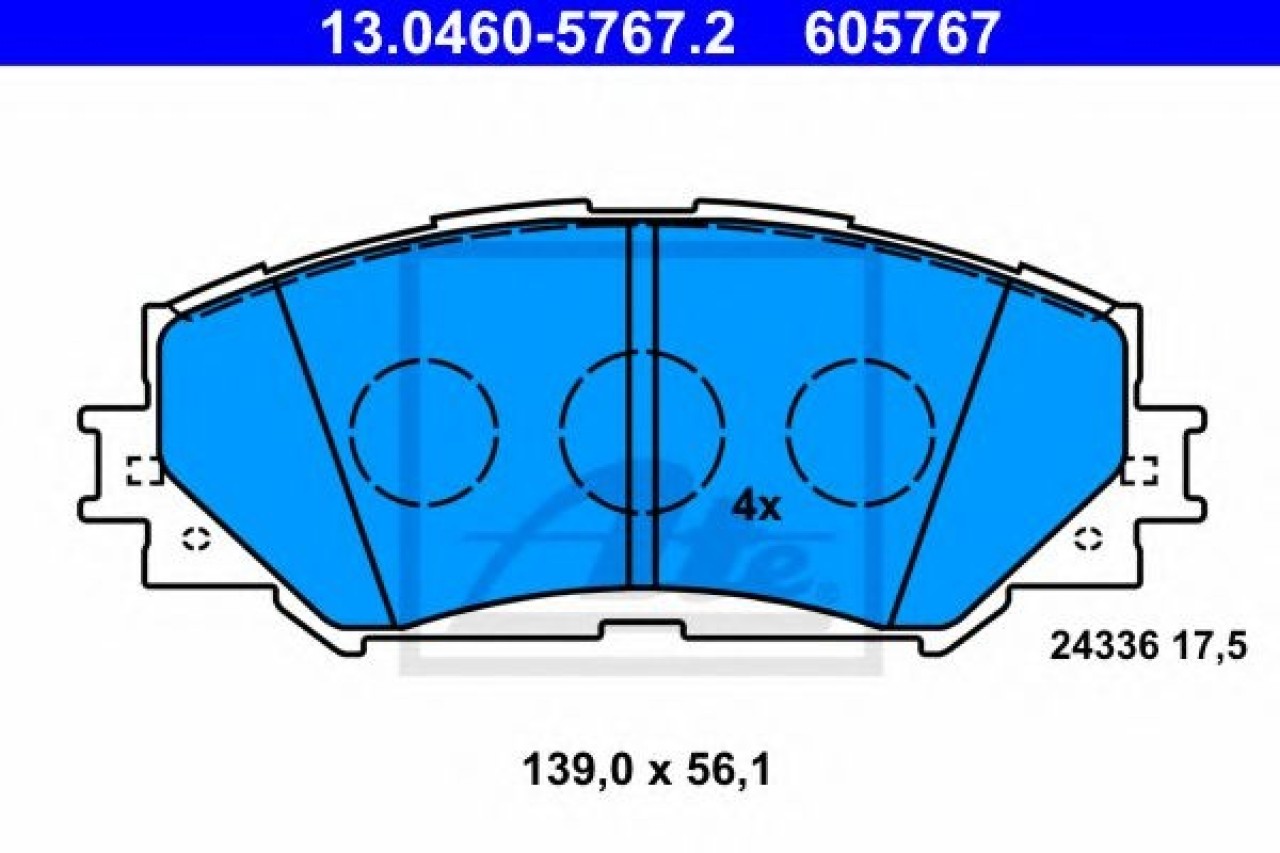 Set placute frana,frana disc TOYOTA YARIS (P13) (2010 - 2016) ATE 13.0460-5767.2 piesa NOUA