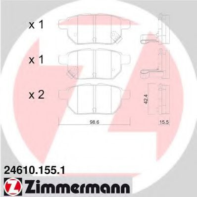 Set placute frana,frana disc TOYOTA YARIS (P9) (2005 - 2013) ZIMMERMANN 24610.155.1 piesa NOUA