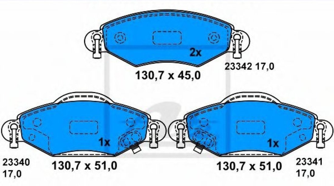 Set placute frana,frana disc TOYOTA YARIS VERSO (NLP2, NCP2) (1999 - 2005) ATE 13.0460-5800.2 piesa NOUA