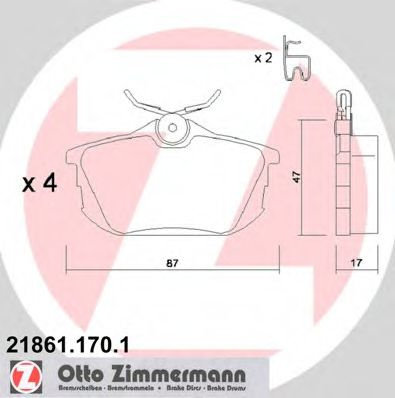 Set placute frana,frana disc VOLVO S40 I (VS) (1995 - 2004) ZIMMERMANN 21861.170.1 piesa NOUA