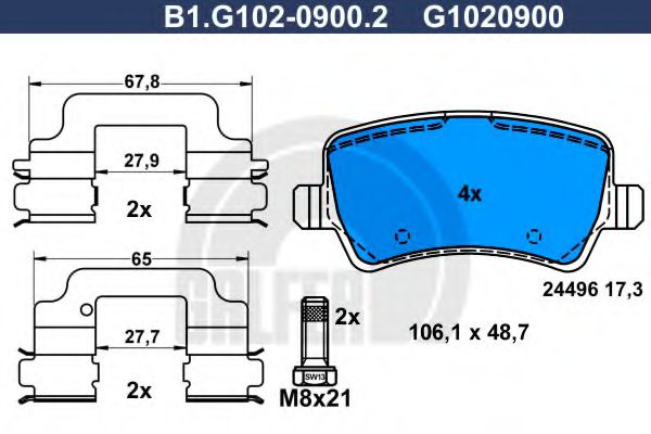 Set placute frana,frana disc VOLVO S60 II (2010 - 2016) GALFER B1.G102-0900.2 piesa NOUA