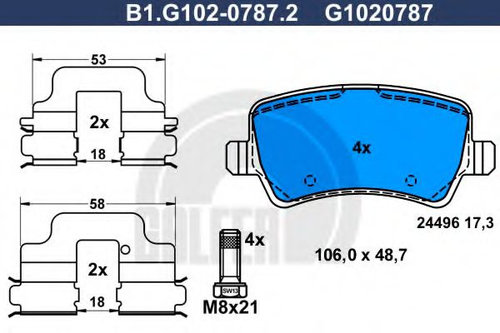 Set placute frana,frana disc VOLVO S80 II (AS) (2006 - 2016) GALFER B1.G102-0787.2 piesa NOUA