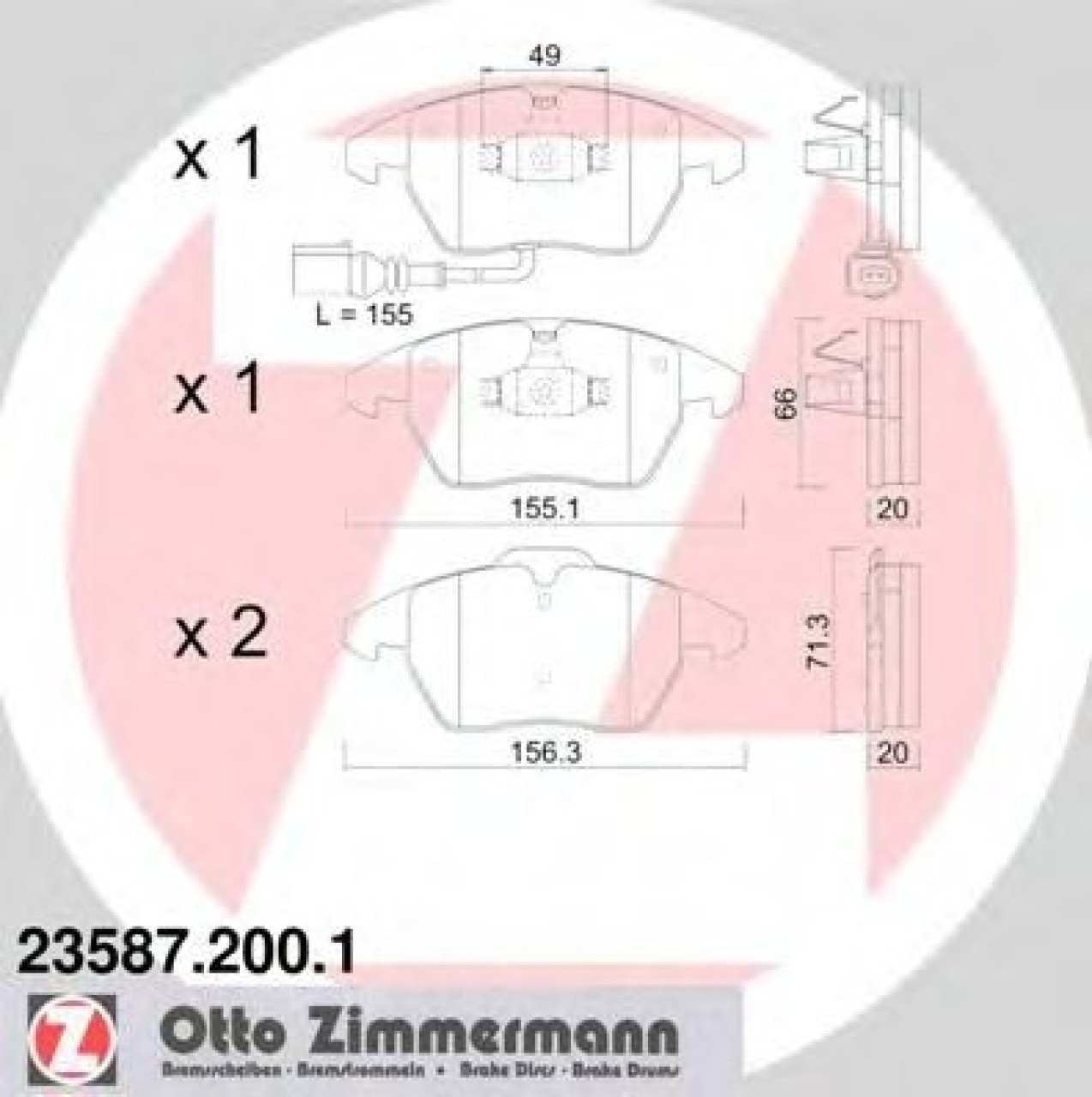 Set placute frana,frana disc VW CADDY III Combi (2KB, 2KJ, 2CB, 2CJ) (2004 - 2016) ZIMMERMANN 23587.200.1 piesa NOUA