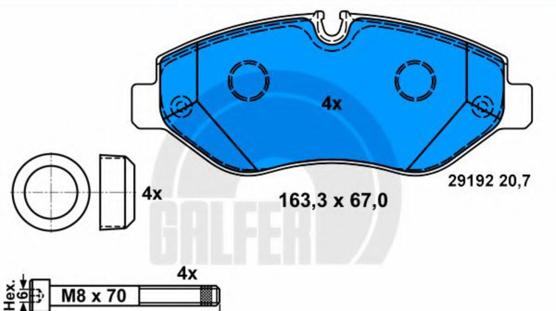 Set placute frana,frana disc VW CRAFTER 30-35 bus (2E) (2006 - 2016) GALFER B1.G102-0769.2 piesa NOUA