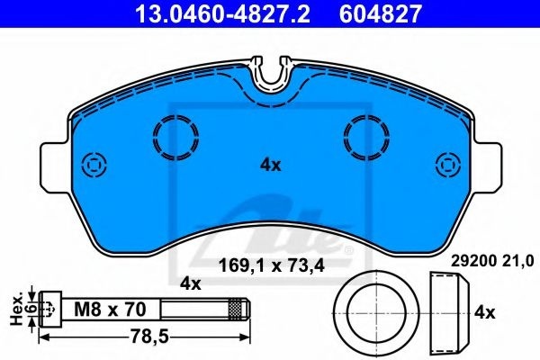 Set placute frana,frana disc VW CRAFTER 30-50 platou / sasiu (2F) (2006 - 2016) ATE 13.0460-4827.2 piesa NOUA