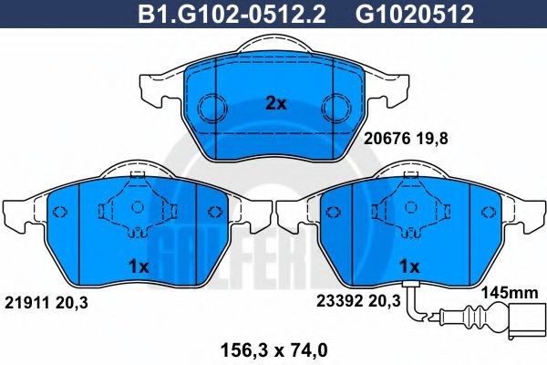 Set placute frana,frana disc VW GOLF IV Variant (1J5) (1999 - 2006) GALFER B1.G102-0512.2 piesa NOUA