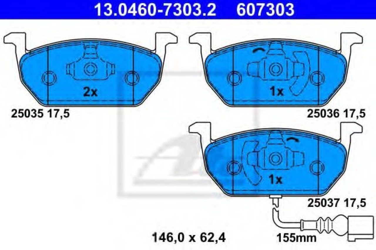 Set placute frana,frana disc VW GOLF SPORTSVAN (AM1) (2014 - 2016) ATE 13.0460-7303.2 piesa NOUA