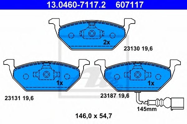 Set placute frana,frana disc VW GOLF V (1K1) (2003 - 2009) ATE 13.0460-7117.2 piesa NOUA