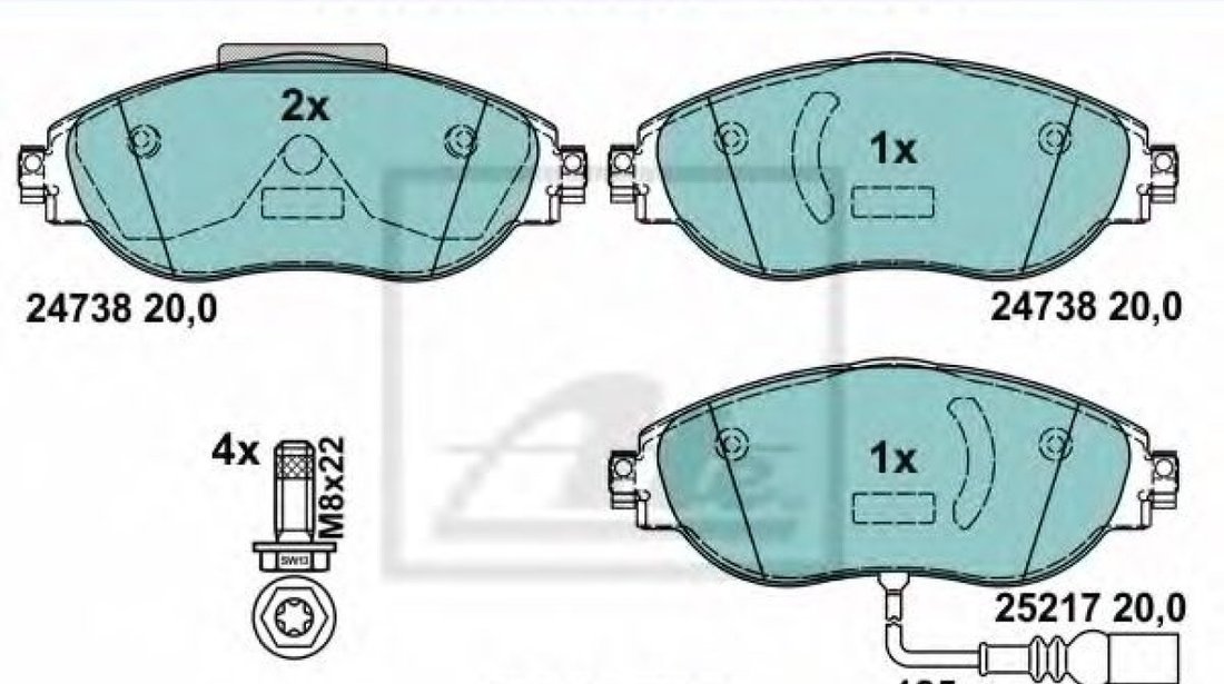 Set placute frana,frana disc VW GOLF VII (5G1, BE1) (2012 - 2016) ATE 13.0470-2764.2 piesa NOUA