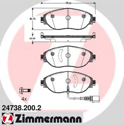 Set placute frana,frana disc VW GOLF VII (5G1, BE1) (2012 - 2016) ZIMMERMANN 24738.200.2 piesa NOUA