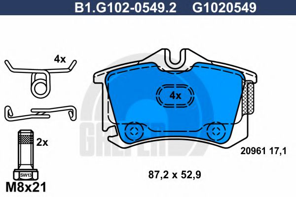 Set placute frana,frana disc VW LUPO (6X1, 6E1) (1998 - 2005) GALFER B1.G102-0549.2 piesa NOUA