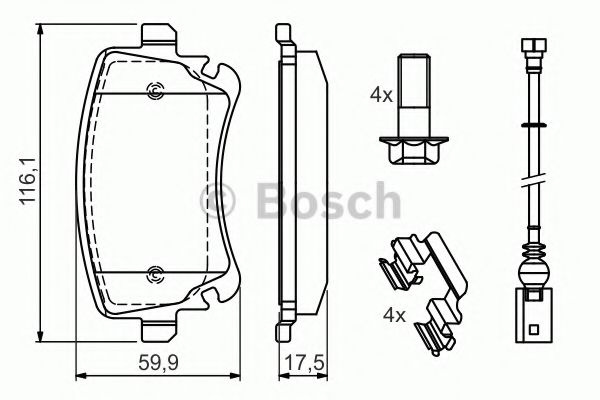 Set placute frana,frana disc VW MULTIVAN V (7HM, 7HN, 7HF, 7EF, 7EM, 7EN) (2003 - 2015) BOSCH 0 986 494 583 piesa NOUA