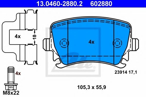 Set placute frana,frana disc VW PASSAT (362) (2010 - 2014) ATE 13.0460-2880.2 piesa NOUA