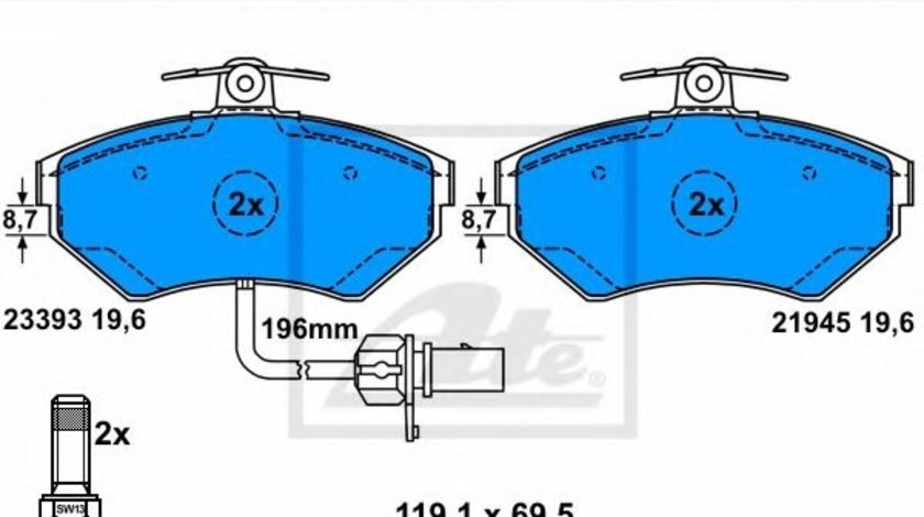 Set placute frana,frana disc VW PASSAT (3B2) (1996 - 2001) ATE 13.0460-2837.2 piesa NOUA