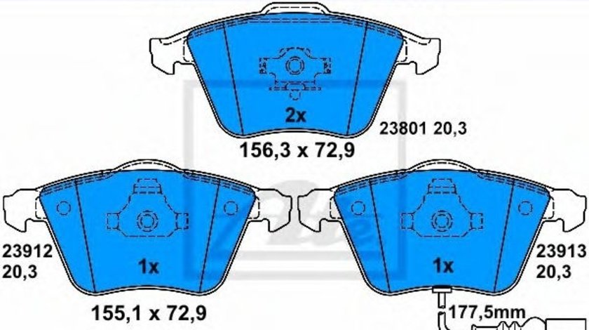 Set placute frana,frana disc VW PASSAT CC (357) (2008 - 2012) ATE 13.0460-7200.2 piesa NOUA