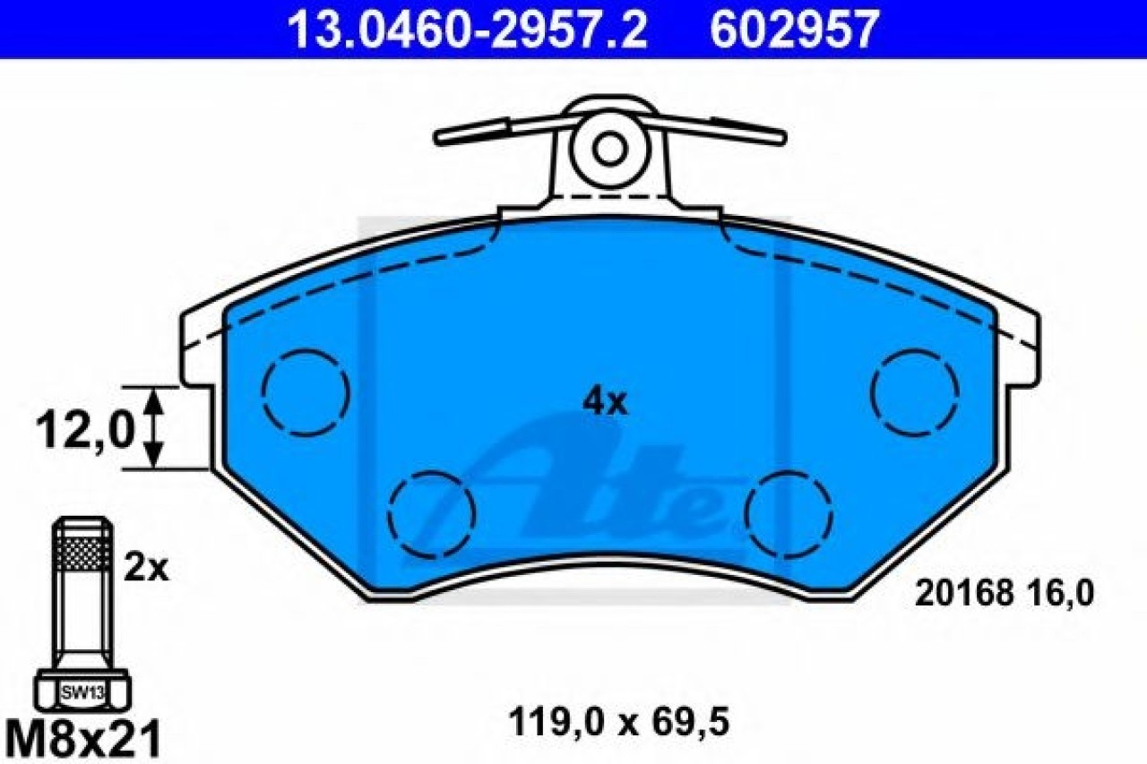 Set placute frana,frana disc VW PASSAT Variant (3A5, 35I) (1988 - 1997) ATE 13.0460-2957.2 piesa NOUA