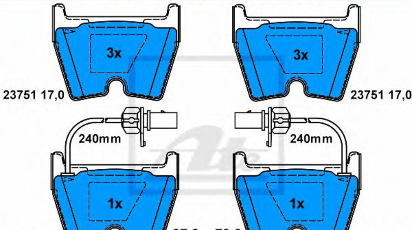 Set placute frana,frana disc VW PHAETON (3D) (2002 - 2016) ATE 13.0460-4800.2 piesa NOUA