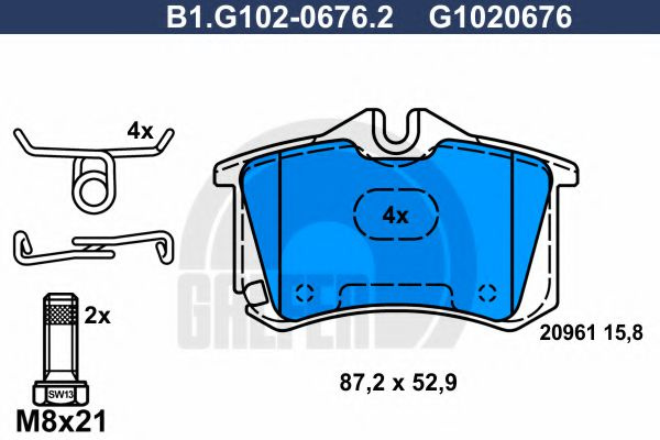 Set placute frana,frana disc VW POLO (6N2) (1999 - 2001) GALFER B1.G102-0676.2 piesa NOUA