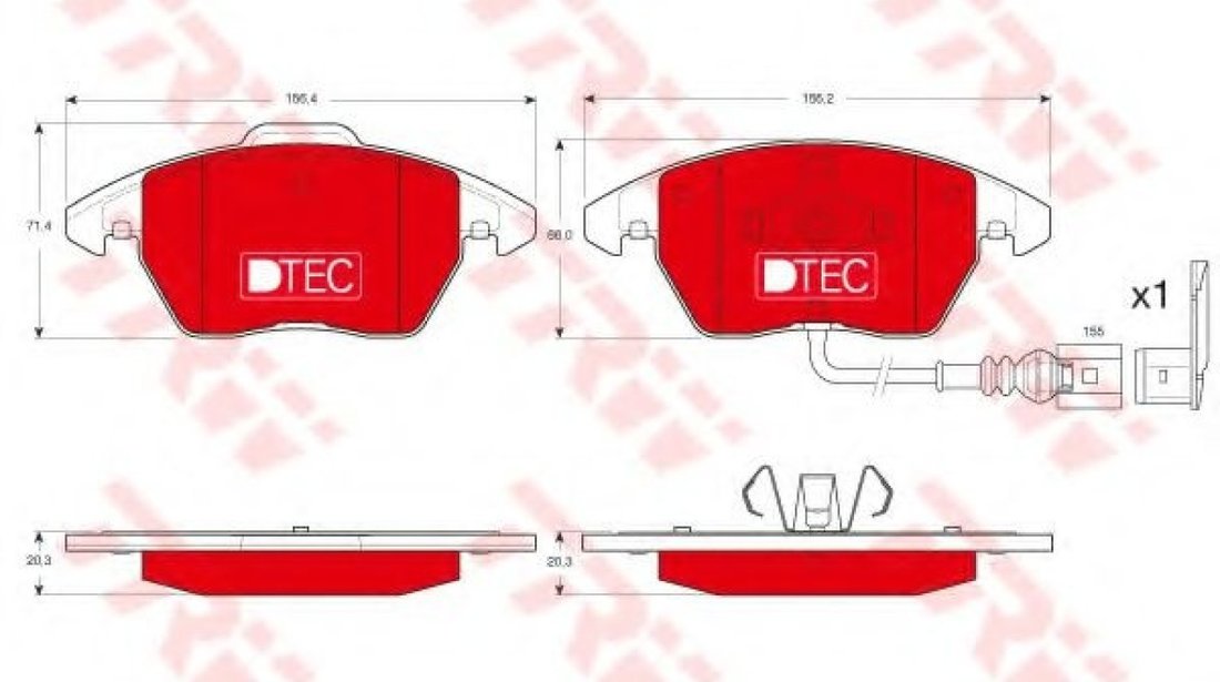 Set placute frana,frana disc VW POLO (6R, 6C) (2009 - 2016) TRW GDB1550DTE piesa NOUA