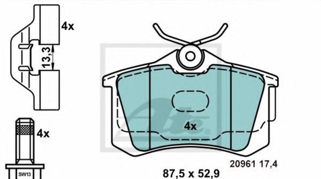 Set placute frana,frana disc VW POLO (6R, 6C) (2009 - 2016) ATE 13.0470-2894.2 piesa NOUA