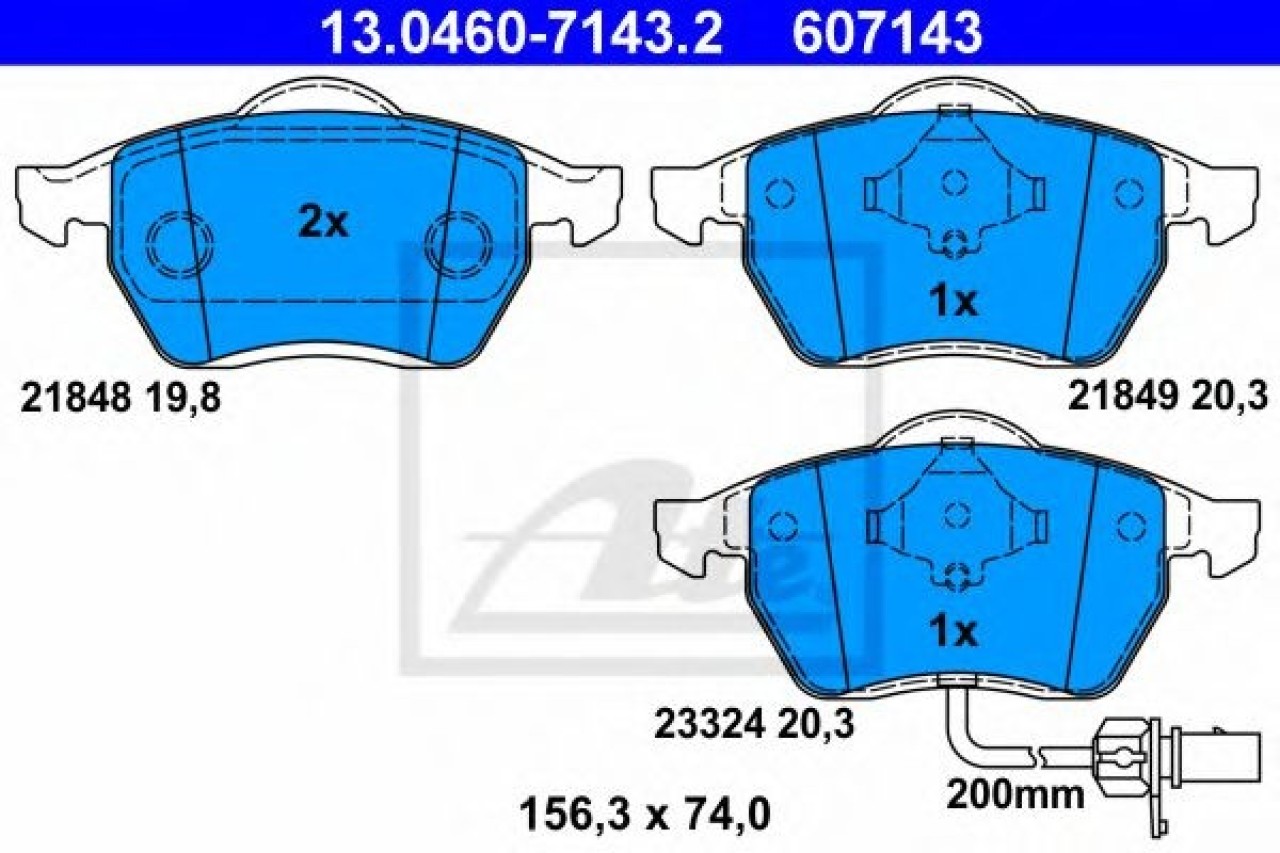 Set placute frana,frana disc VW SHARAN (7M8, 7M9, 7M6) (1995 - 2010) ATE 13.0460-7143.2 piesa NOUA