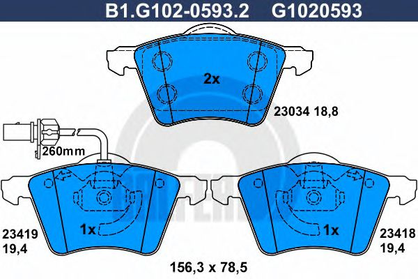 Set placute frana,frana disc VW SHARAN (7M8, 7M9, 7M6) (1995 - 2010) GALFER B1.G102-0593.2 piesa NOUA