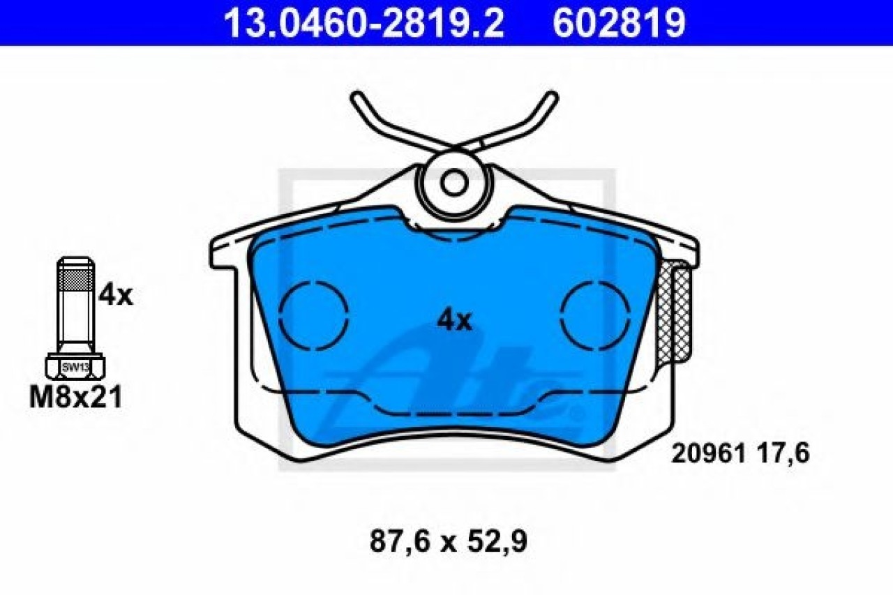 Set placute frana,frana disc VW SHARAN (7M8, 7M9, 7M6) (1995 - 2010) ATE 13.0460-2819.2 piesa NOUA