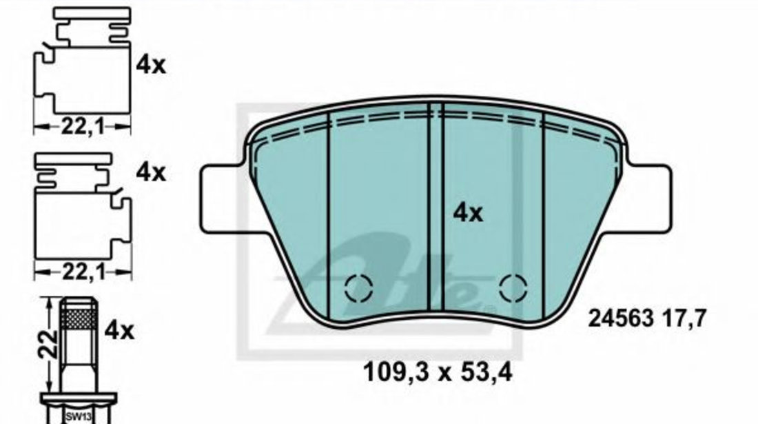 Set placute frana,frana disc VW TOURAN (1T1, 1T2) (2003 - 2010) ATE 13.0470-3858.2 piesa NOUA