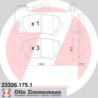 Set placute frana,frana disc VW TRANSPORTER V platou / sasiu (7JD, 7JE, 7JL, 7JY, 7JZ, 7FD) (2003 - 2016) ZIMMERMANN 23326.175.1 piesa NOUA