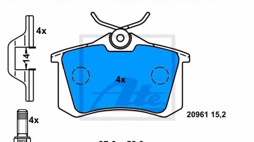 Set placute frana,frana disc VW VENTO (1H2) (1991 - 1998) ATE 13.0460-2937.2 piesa NOUA