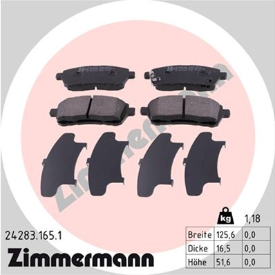 Set Placute Frana,frana Disc Zimmermann Daihatsu 24283.165.1