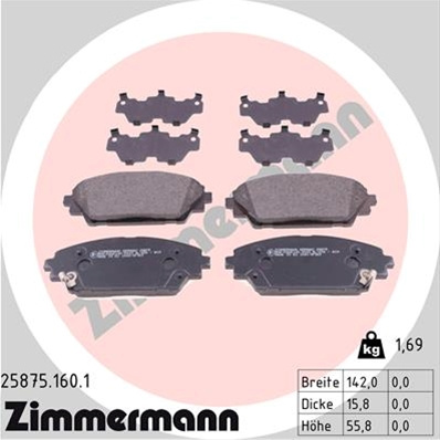 Set Placute Frana,frana Disc Zimmermann Mazda (Changan) 25875.160.1