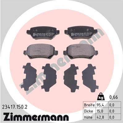 Set Placute Frana,frana Disc Zimmermann Opel 23417.150.2