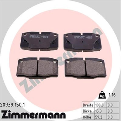 Set Placute Frana,frana Disc Zimmermann Opel 20939.150.1