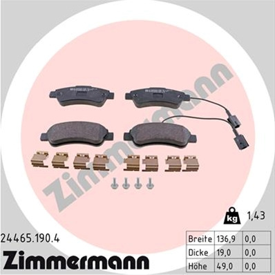 Set Placute Frana Zimmermann Citroen/Peugeot 24465.190.4