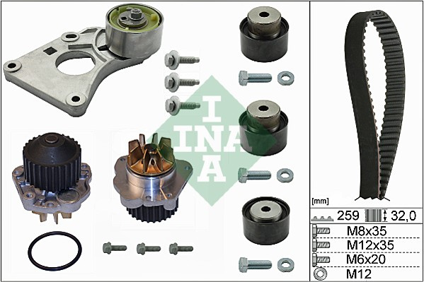 Set pompa apa + curea dintata (530025930 INA) Citroen,FIAT,LANCIA,PEUGEOT,RENAULT