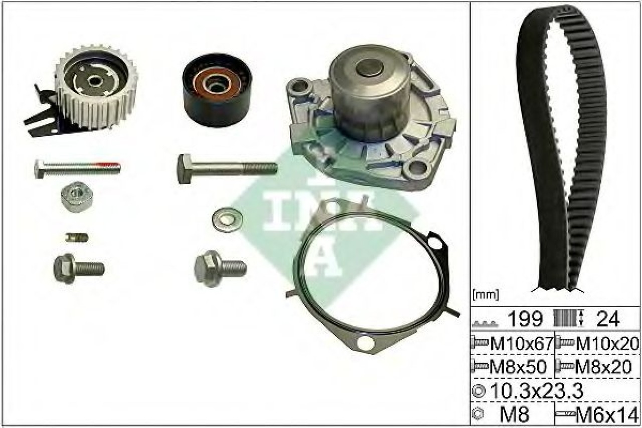 Set pompa apa + curea dintata ALFA ROMEO 159 Sportwagon (939) (2006 - 2011) INA 530 0562 30 piesa NOUA