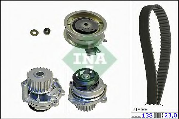 Set pompa apa + curea dintata AUDI A3 (8L1) (1996 - 2003) INA 530 0171 31 piesa NOUA