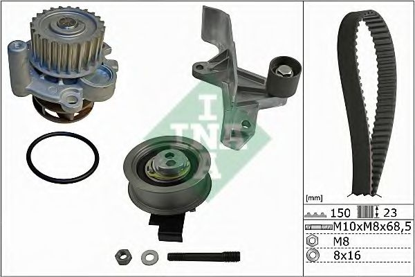 Set pompa apa + curea dintata AUDI A4 (8E2, B6) (2000 - 2004) INA 530 0546 30 piesa NOUA