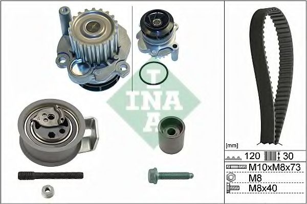 Set pompa apa + curea dintata AUDI A6 (4B2, C5) (1997 - 2005) INA 530 0091 31 piesa NOUA