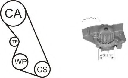 Set pompa apa + curea dintata CITROEN BERLINGO (MF) (1996 - 2016) AIRTEX WPK-136102 piesa NOUA