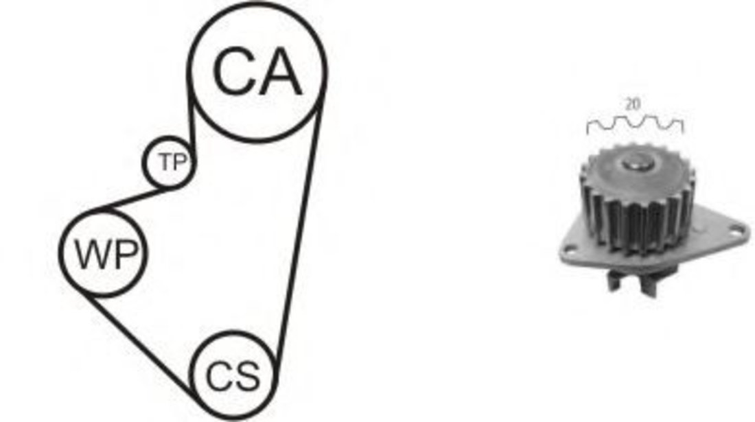 Set pompa apa + curea dintata CITROEN SAXO (S0, S1) (1996 - 2004) AIRTEX WPK-121202 piesa NOUA