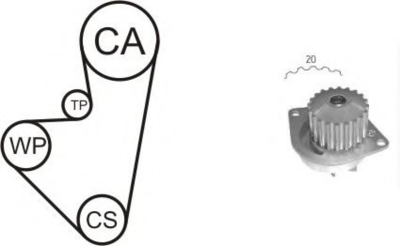 Set pompa apa + curea dintata CITROEN XSARA Cupe (N0) (1998 - 2005) AIRTEX WPK-141901 piesa NOUA