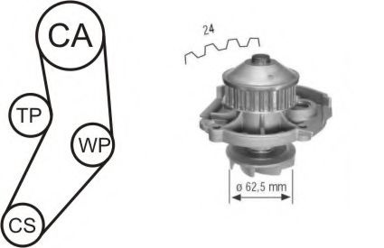 Set pompa apa + curea dintata FIAT PANDA (169) (2003 - 2016) AIRTEX WPK-161602 piesa NOUA