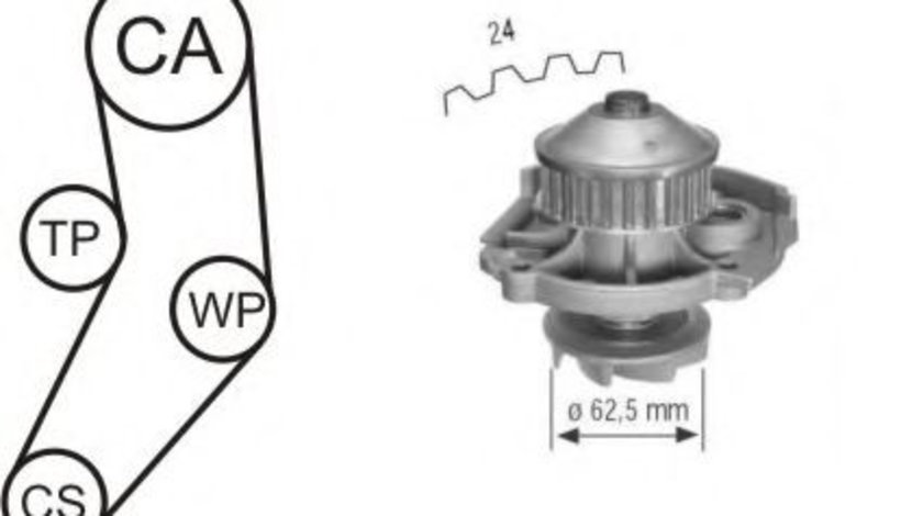 Set pompa apa + curea dintata FIAT PUNTO Van (176L) (1996 - 2000) AIRTEX WPK-161601 piesa NOUA