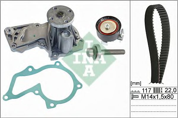 Set pompa apa + curea dintata FORD C-MAX II (DXA) (2010 - 2016) INA 530 0605 30 piesa NOUA