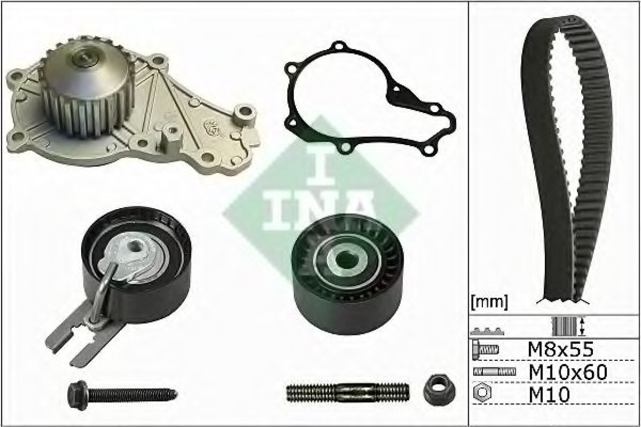 Set pompa apa + curea dintata PEUGEOT 1007 (KM) (2005 - 2016) INA 530 0239 30 piesa NOUA