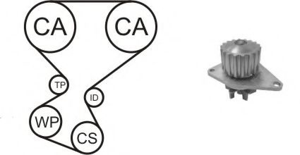 Set pompa apa + curea dintata PEUGEOT 307 (3A/C) (2000 - 2016) AIRTEX WPK-169201 piesa NOUA