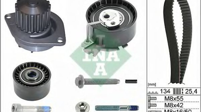 Set pompa apa + curea dintata PEUGEOT 307 CC (3B) (2003 - 2016) INA 530 0379 30 piesa NOUA